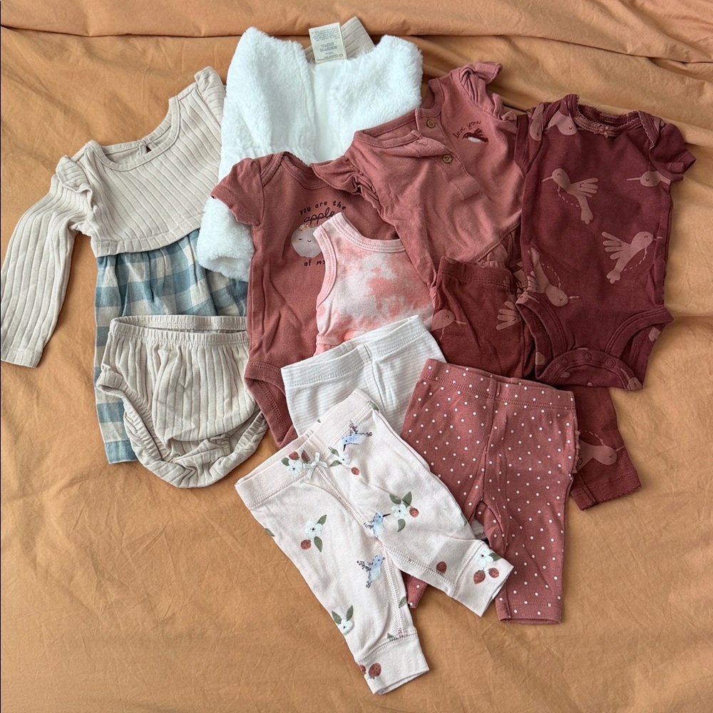 Carter’s Newborn Baby Girl Bundle 10pc NB 0-3M Lot